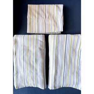 Set/3 Matching NAUTICA TWIN Flat Sheets Stripe Cotton Bunk Bed + Std Pillowcase